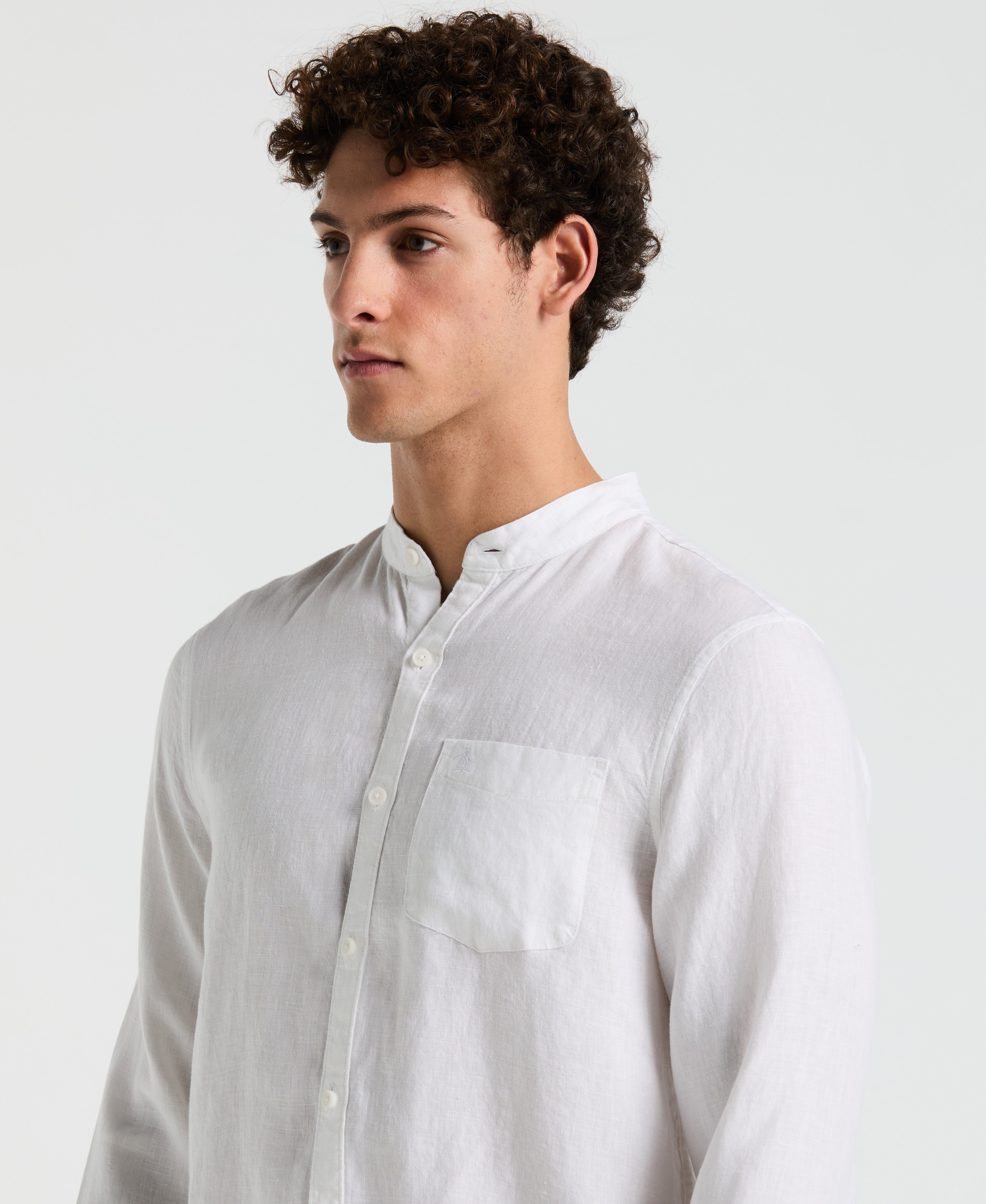 Delave Linen Mandarin Collar Shirt