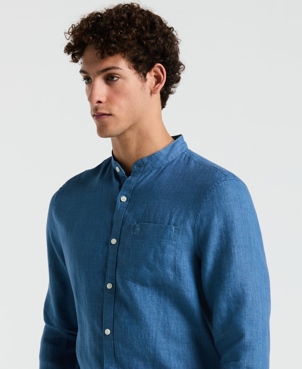 Delave Linen Mandarin Collar Shirt